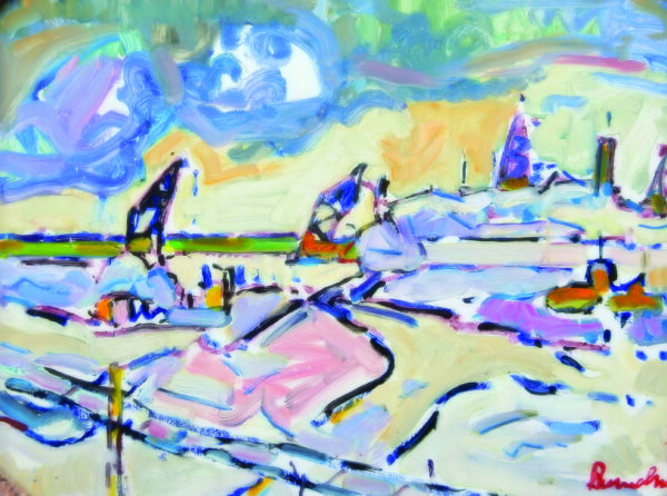 Aanleg 2e Maasvlakte 50x60 oil (achterzijde